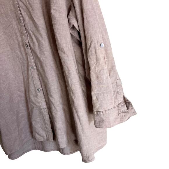 Sigrid Olsen Linen Blend Button Down Shirt 3X Neutral Beige Lightweight Top - Picture 5 of 7